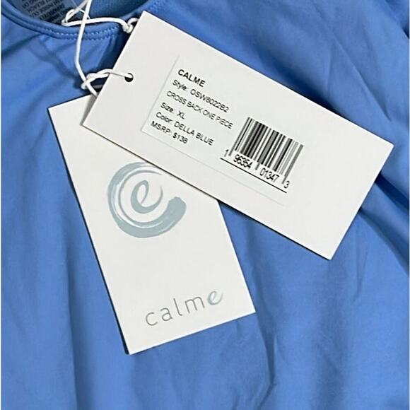 CALME CROSS‎ BACK ONE PIECE SWIMSUIT DELLA BLUE SIZE XL NWT - Picture 4 of 7